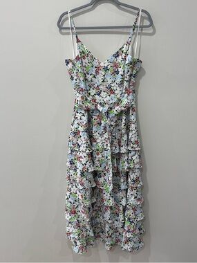 Likely Size 12 Ariella Floral Cocktail Dress Midi Ruffles Feminine